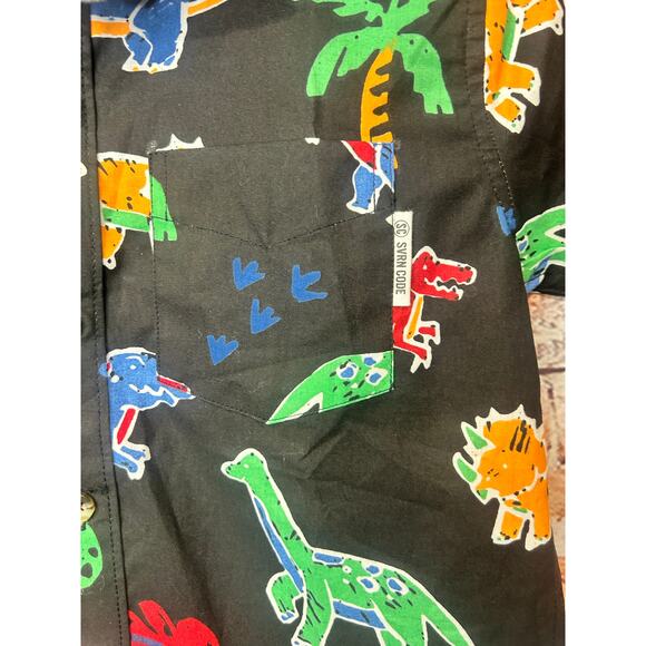 SVRN Sovereign Code Black Dino Dinosaurs button up shirt boys youth size 6 - Picture 6 of 6